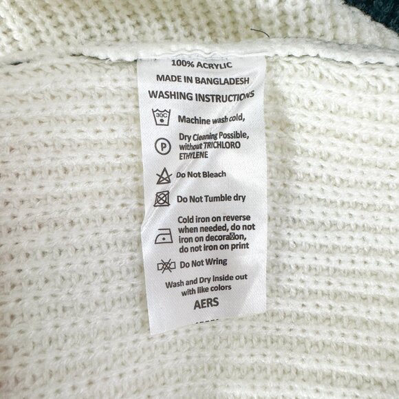 The Roadster Life Co Color Blocked Knit Sweater Green Pink Cream Women's Size L - Picture 6 of 6